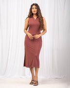 Classic Side Slit Midi Dress