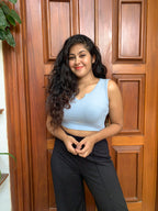 V Neck Basic Crop Top