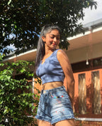 V Neck Basic Crop Top